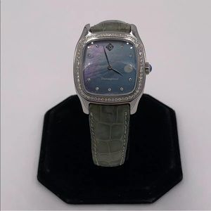 David Yurman Thoroughbred T303-SST Diamond Dial Watch With Diamond Bezel